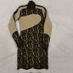 Carven Black and Gray Lace Dress